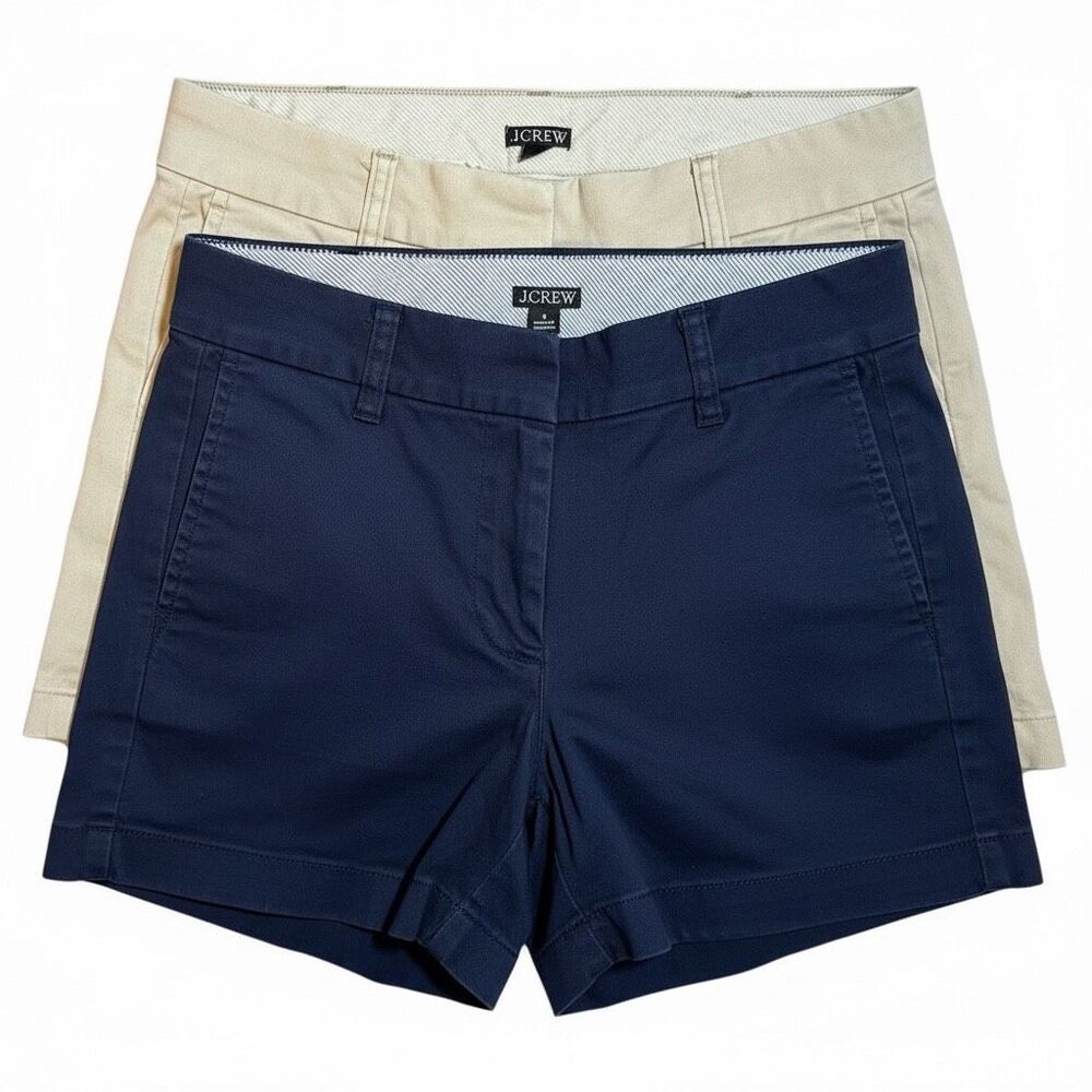 J.Crew Factory Chino Shorts Lot 2 Size 0 Navy Khaki 4” Inseam